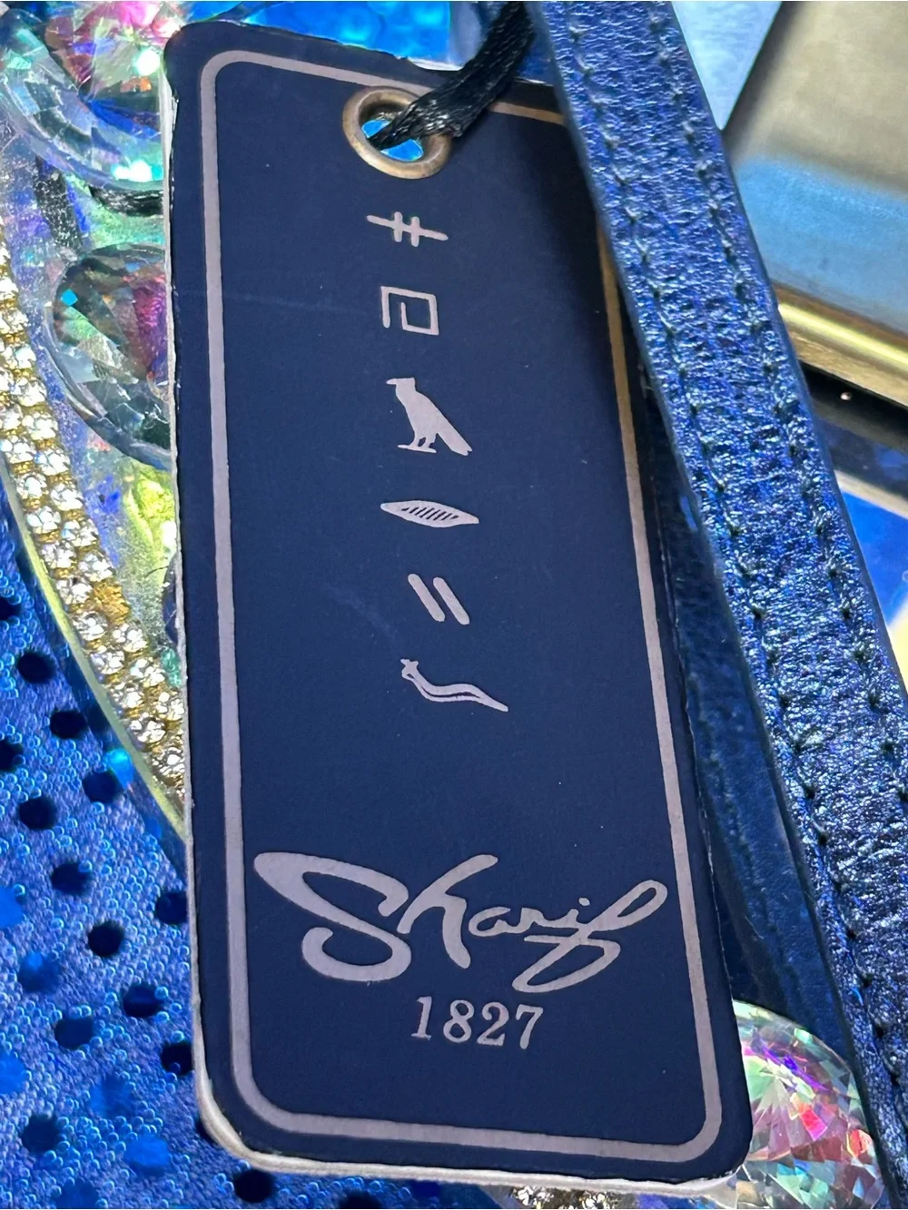 Sharif Legacy Pearlized Leather Wallet in Metallic Blue Approx.. 7 x 5